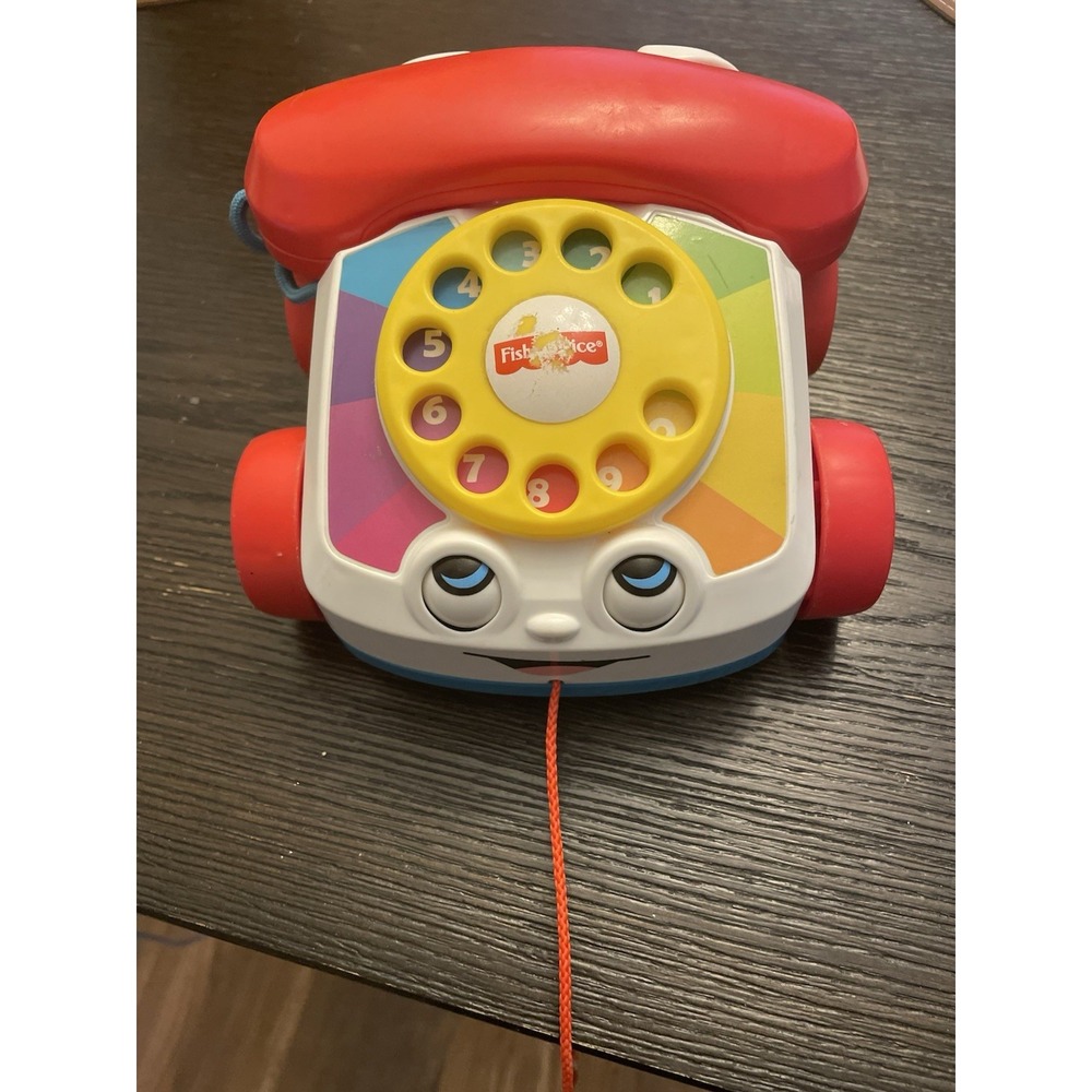 Fisher-Price 70's Inspired Pull Toy Chatter Telephone With Rotary Dial 2015